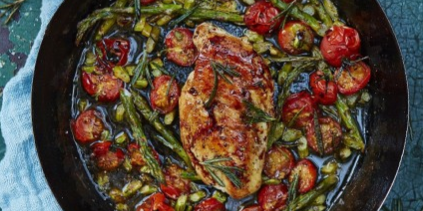 Roasted Chicken with Cherry Tomatoes & Asparagus