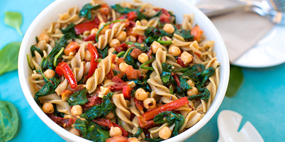 Rotini with Spinach, Chickpeas, Sun-Dried Tomato