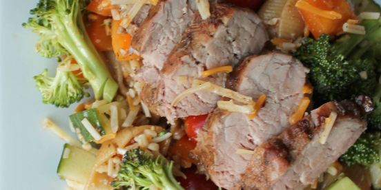 Balsamic Vegetable Pasta Salad & Pork Tenderloin