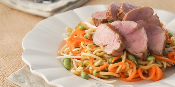 Zucchini Noodles Stir Fry with Pork Tenderloin