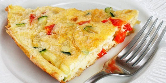 Caramelized Onion, Red Pepper, Zucchini Frittata