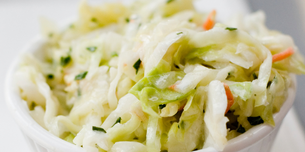 Cabbage Salad with Olive-Avocado Dressing