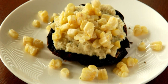 Grilled Portobello Mushrooms, Bean Puree & Corn