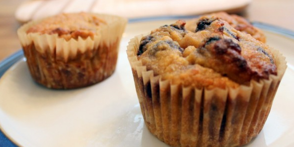 Coconut Flour Blueberry-Banana Muffins