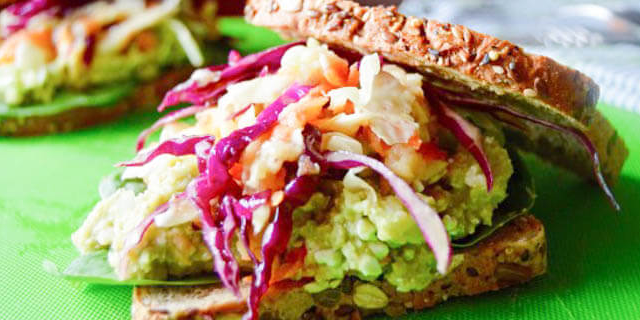 Chickpea Salad Sandwich with Sweet Apple Slaw