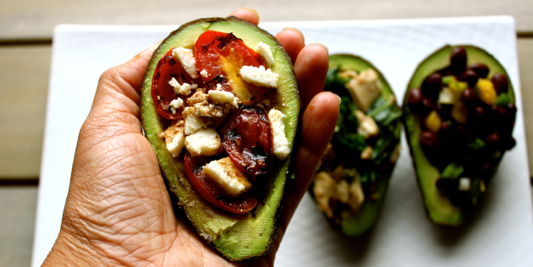 Grilled Tomatoes & Queso Fresco Stuffed Avocado