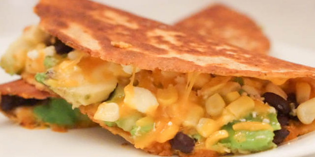 Spicy Pumpkin Quesadillas with Avocado Black Beans