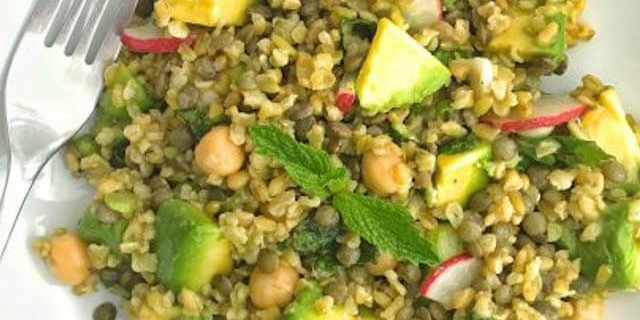 Freekeh Lentil Salad with Chickpeas & Avocado