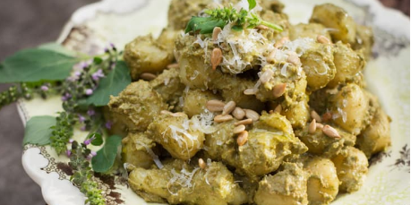 Creamy Garlic & Avocado Pesto over Gnocchi