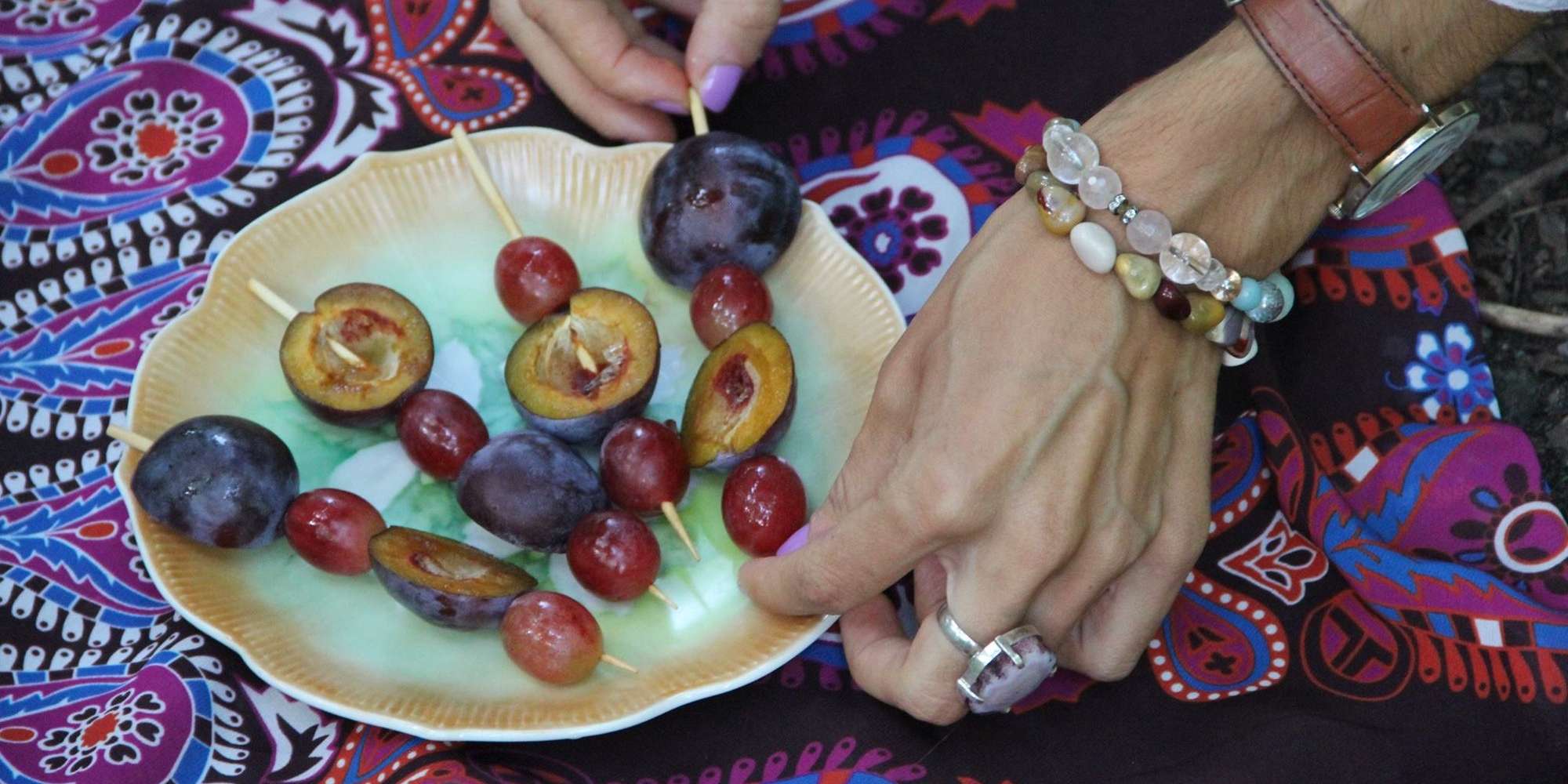 Plum-Grape Kebabs