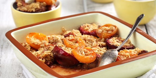 Roasted Stone Fruit with Cookie Crumble