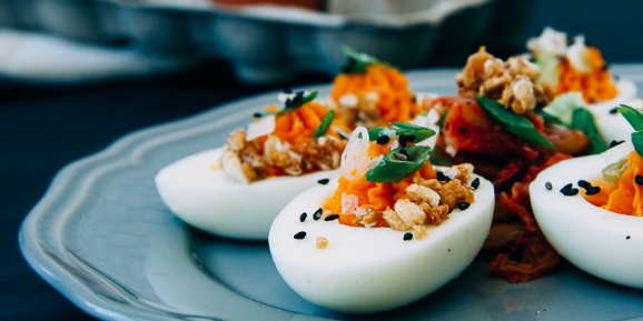 Miso Kimchi Deviled Eggs