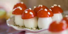 Mozzarella and Tomato Toadstools