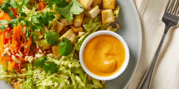 Tofu Cabbage Salad with Kimchi Miso Dressing