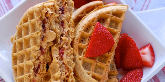 Peanut Butter and Jelly Waffle Sandwich