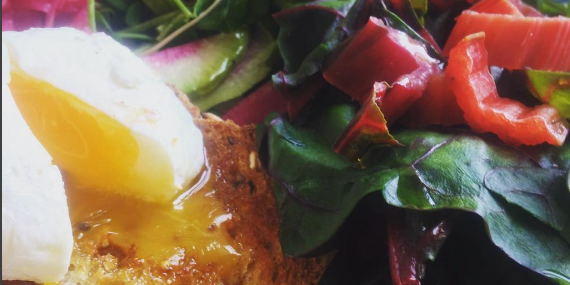 Poached Egg, Sourdough and Swiss Chard 