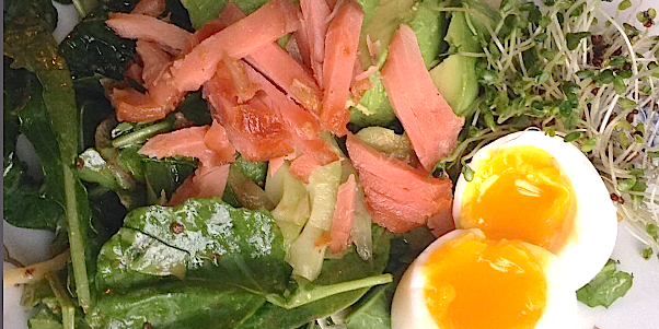 Breakfast Salad with Candied Salmon & Miso