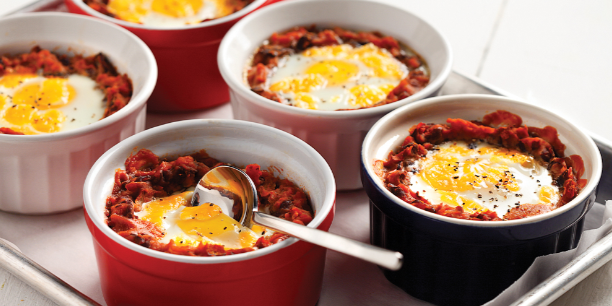 Mexican Baked Eggs on Black Beans