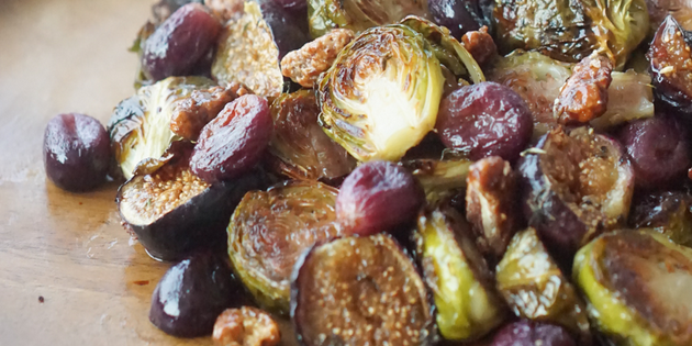 Balsamic Roasted Brussel Sprouts with Grapes & Fig