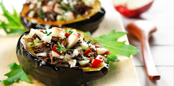 Wild Rice and Apple Stuffed Acorn Squash