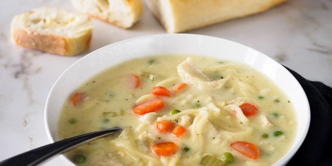 Creamy Chicken Noodle and Vegetable Soup