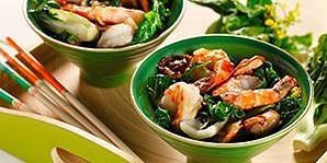 Stir-Fried Bok Choy with Jumbo Prawns