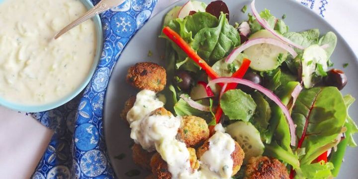 Quinoa Falafel with Tzatziki Sauce