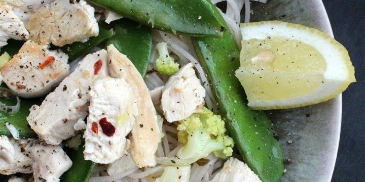 Lemon Chicken and Snow Pea Noodle Bowls