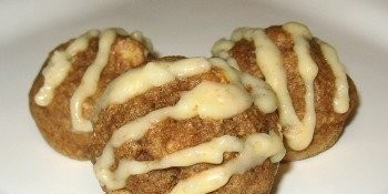 Apple Dog Cakes with Cheddar Drizzle