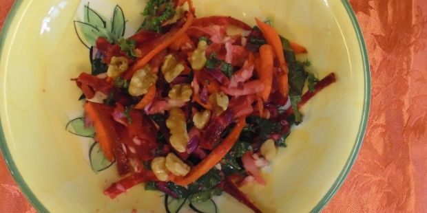 Kale, Beet, Apple and Walnut Salad 