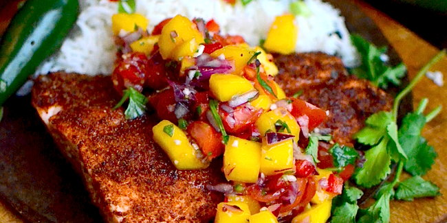 Spice Rubbed Salmon with Mango Salsa