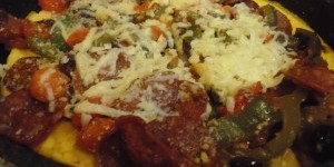 Easy One-Pan Spicy Italian Sausage "Pizza"