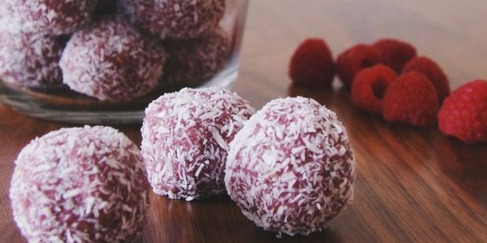 Raspberry Coconut Paleo Bliss Balls
