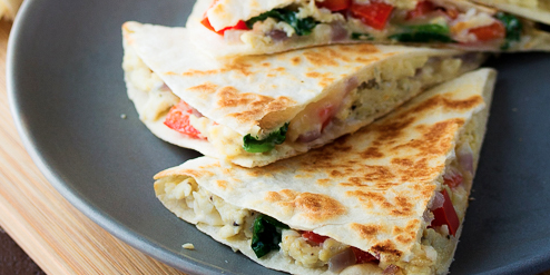 Spinach, Feta and Egg Breakfast Quesadillas