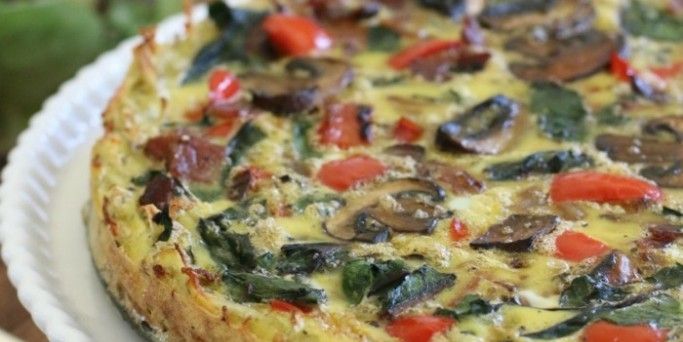 Veggie Quiche with Hash Brown Crust