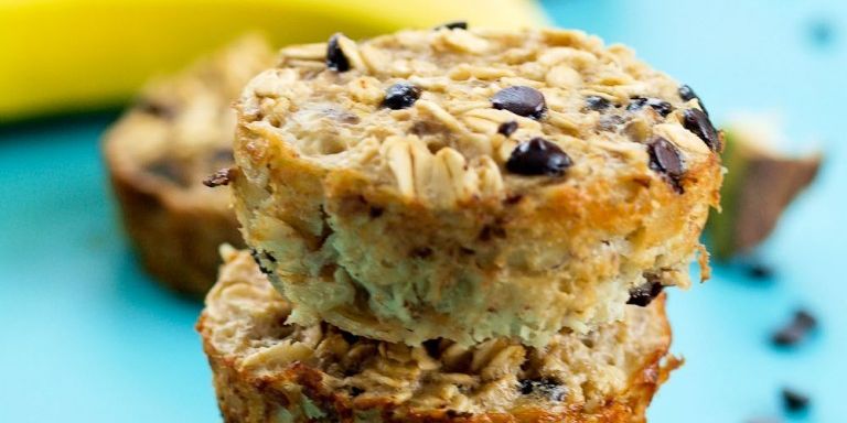 Banana Chocolate Chip Baked Oatmeal Muffins