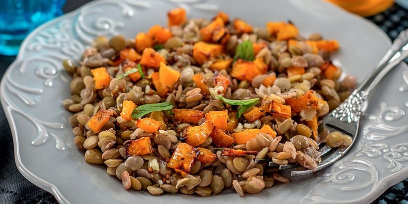 Roasted Sweet Potato and Lentil Salad