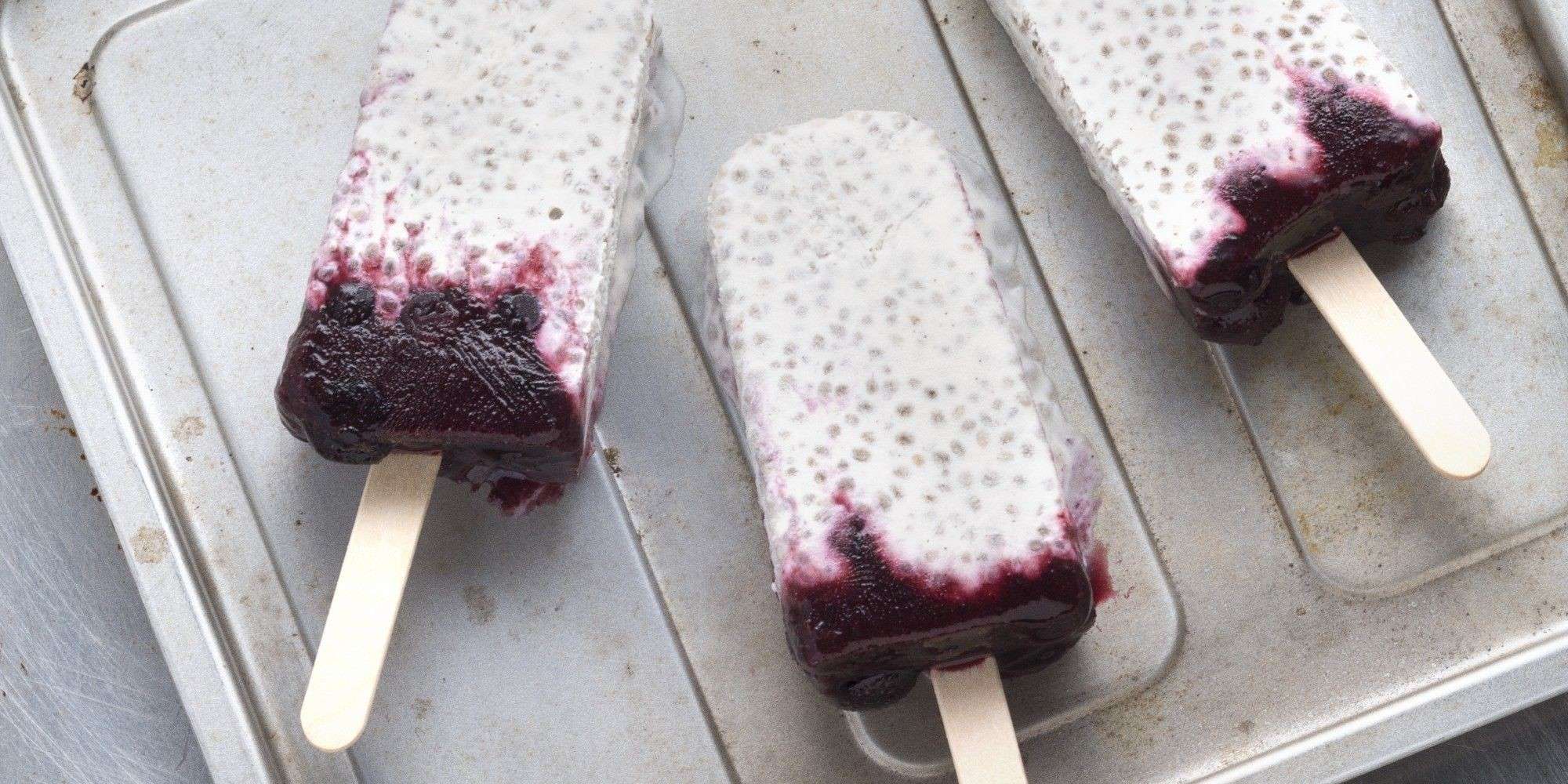 Balsamic-Roasted Blueberry Chia Popsicles