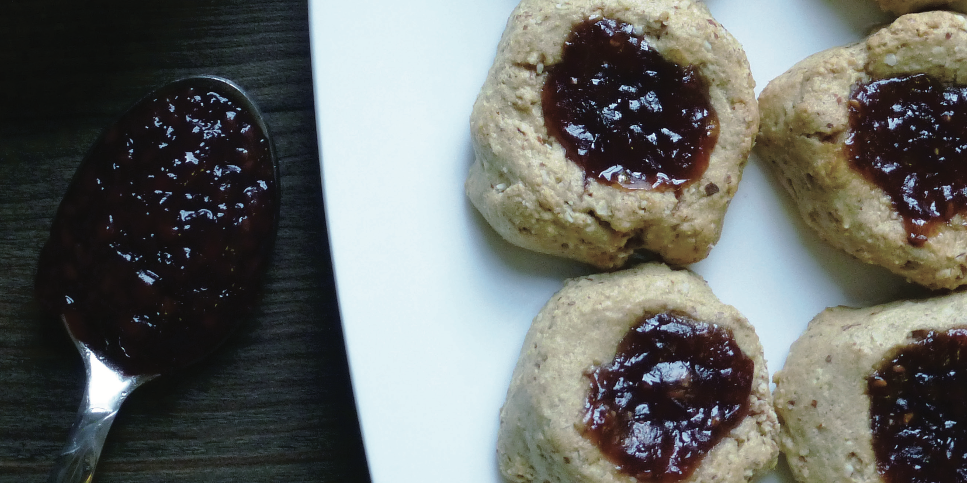 Almond Thumbprint Cookies w/ Raspberry Preserves
