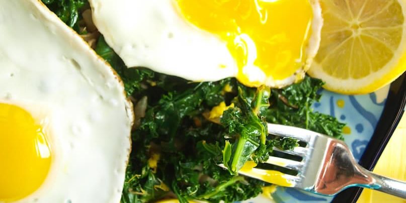 Lemony Kale Sauté with Eggs