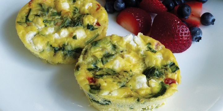 Quiches with Roasted Pepper, Spinach & Goat Cheese