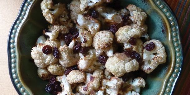 Roasted Cauliflower with Raisins and Balsamic