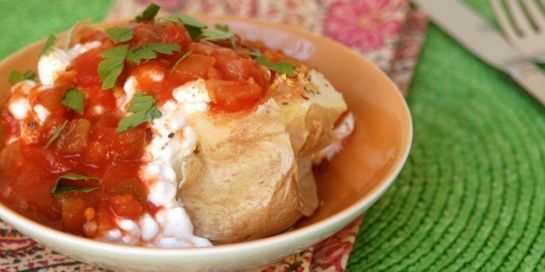 Salsa and Cottage Cheese Baked Potato