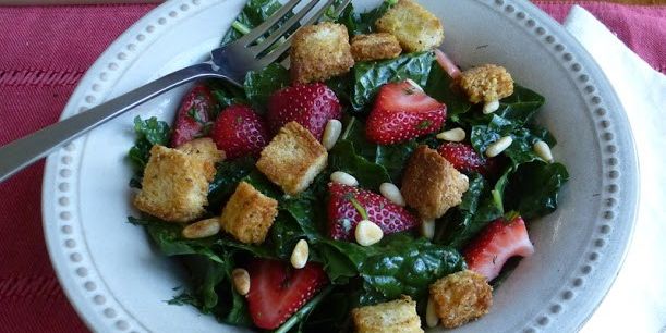 Massaged Kale Salad with Strawberries