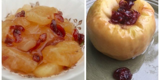 Microwave Baked Apple with Cranberries & Maple