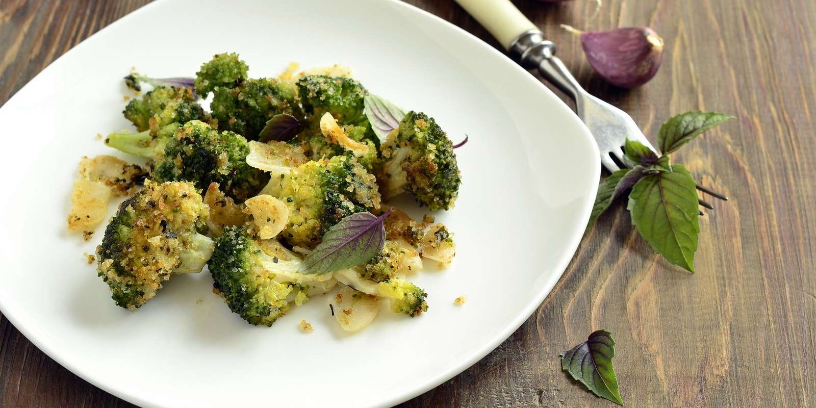 Roasted Broccoli with Dijon & Parsley Bread Crumbs