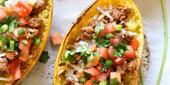 Turkey Taco Spaghetti Squash Boats