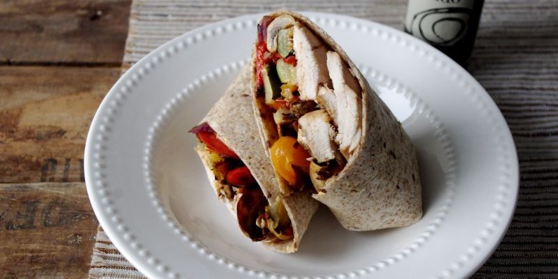 Roasted Vegetable & Balsamic Chicken Wrap