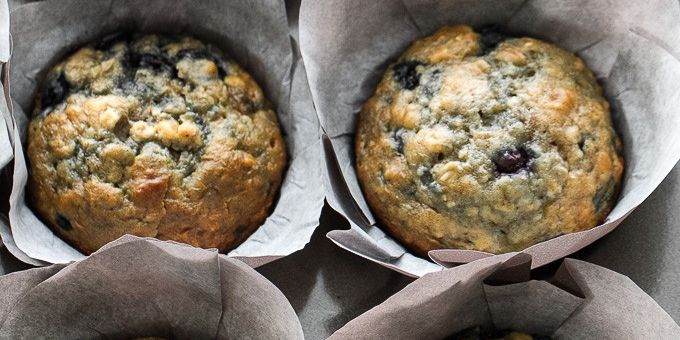 One Bowl Blueberry Banana Oatmeal Muffins