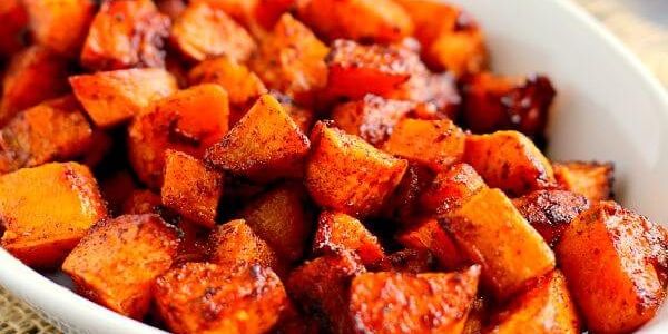 Roasted Maple Cinnamon Sweet Potatoes
